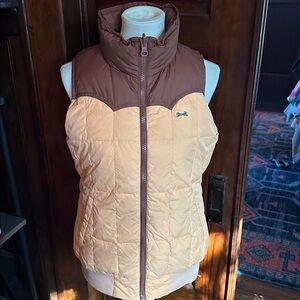 VINTAGE Le Tigre Women's Reversible Brown/Peach Ski Puffer Vest Size Medium